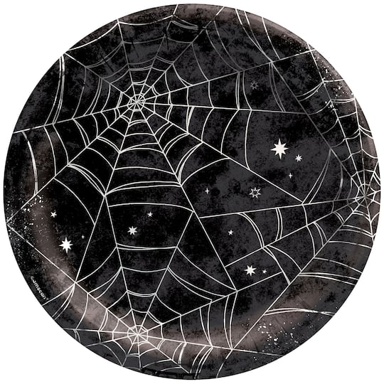 10&#x22; Spiderweb Night Round Paper Plates, 40ct.